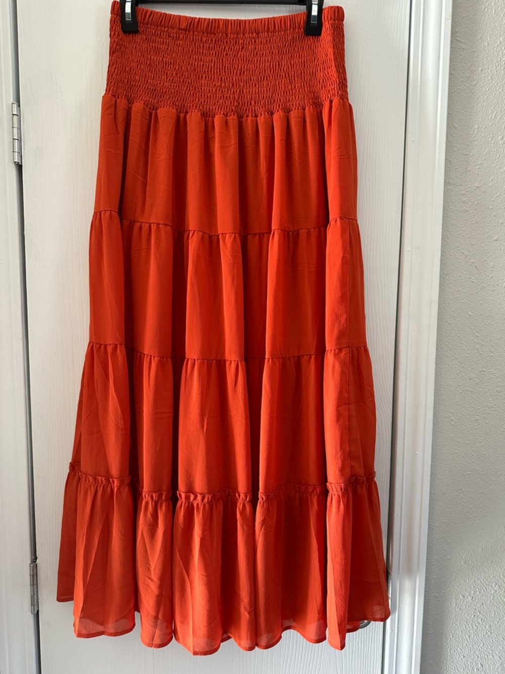 Women’s Orange Tiered Maxi Skirt